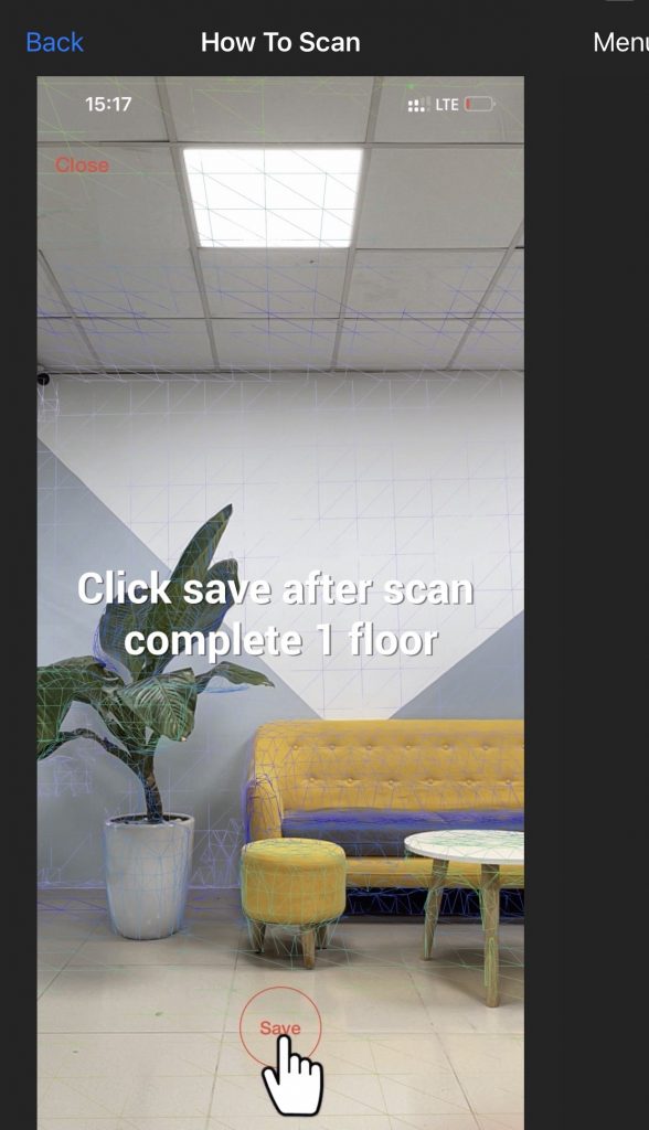 Scanning with “Scan Home” app Home3ds